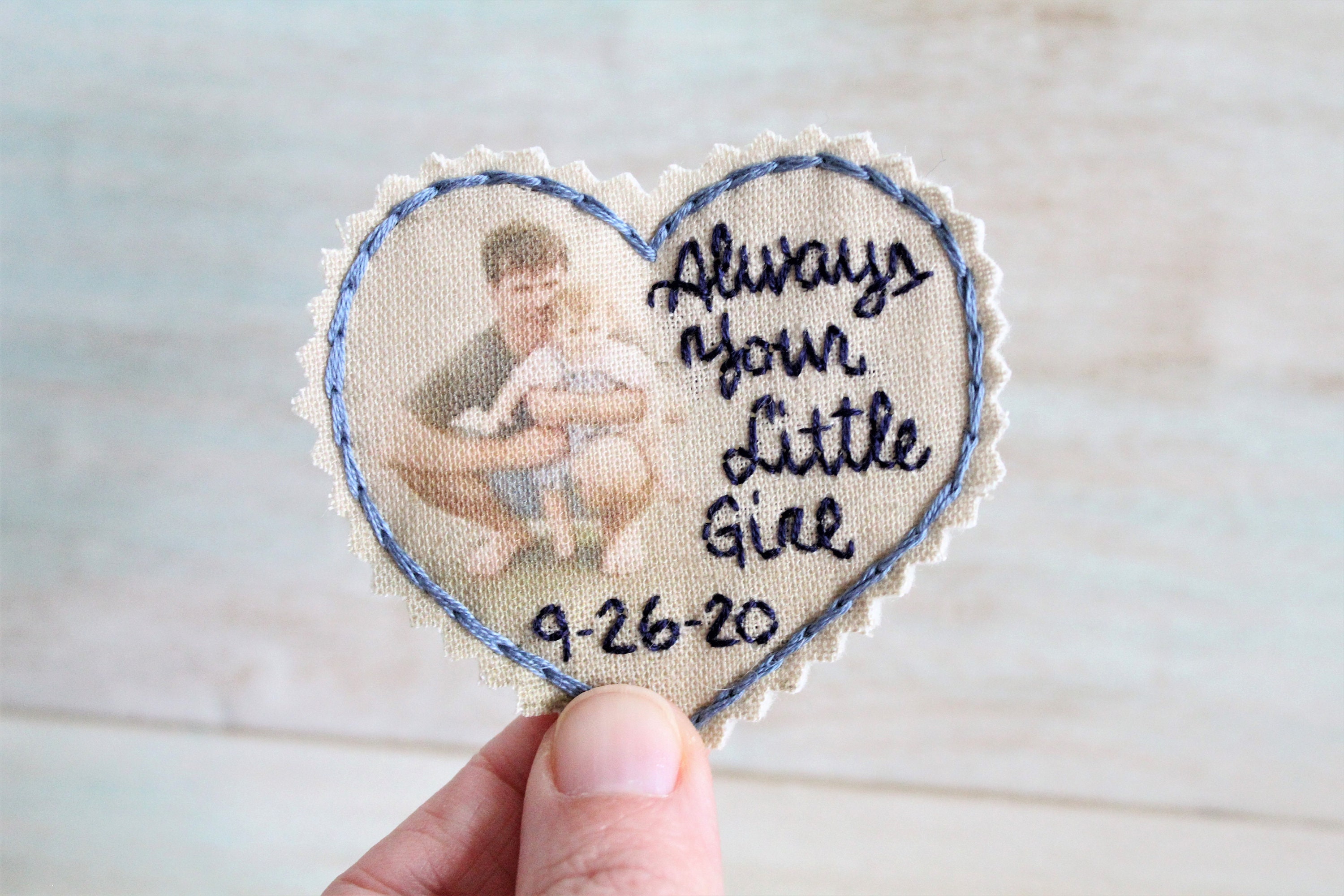 Custom Portrait. Father of the Bride. Father of the Bride gift. Gift for Dad. Tie Patch. Mens tie. Hand Stitched Wedding Tie Patch.