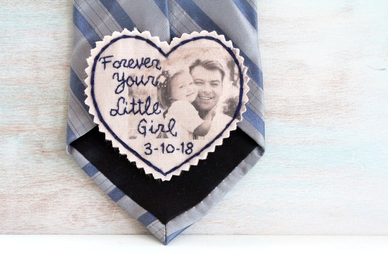 Custom Photo Tie Patch Label. Father of the Bride gift. Personalized Tie Patch. Picture Patch. Tie Patch. Wedding Tie Patch. Necktie. image 1