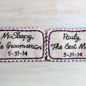 Best Man Gift. Groomsmen Gift. Hand Embroidered Tie Patch. Embroidered Note for Your Best Man and Groomsmen. Necktie. Wedding Gift. image 5