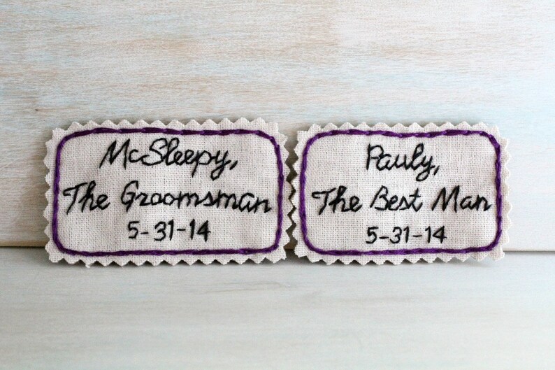 Best Man Gift. Groomsmen Gift. Hand Embroidered Tie Patch. Embroidered Note for Your Best Man and Groomsmen. Necktie. Wedding Gift. image 5