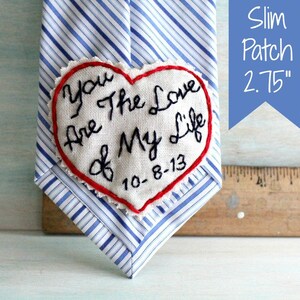 Groom Gift from Bride. Hand Embroidered Tie Patch. Groom Gift. Tie Patch. Groom. Necktie. Hand Stitched Embroidery. Wedding Gift. Keepsake. image 2