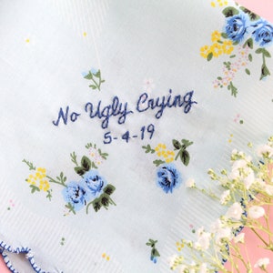 No Ugly Crying Handkerchief. No Ugly Crying. Handkerchief. Handkerchief Wedding. Handkerchief for Bride. Bridesmaid Gift. Wedding Favors. image 5