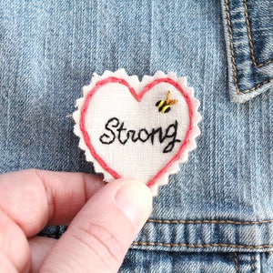 Hand Stitched Patch. Jacket Patch. Patch. Patches. Back Patch. Sew on Patch. Embroidered Patch. Strong. Be Strong. image 1