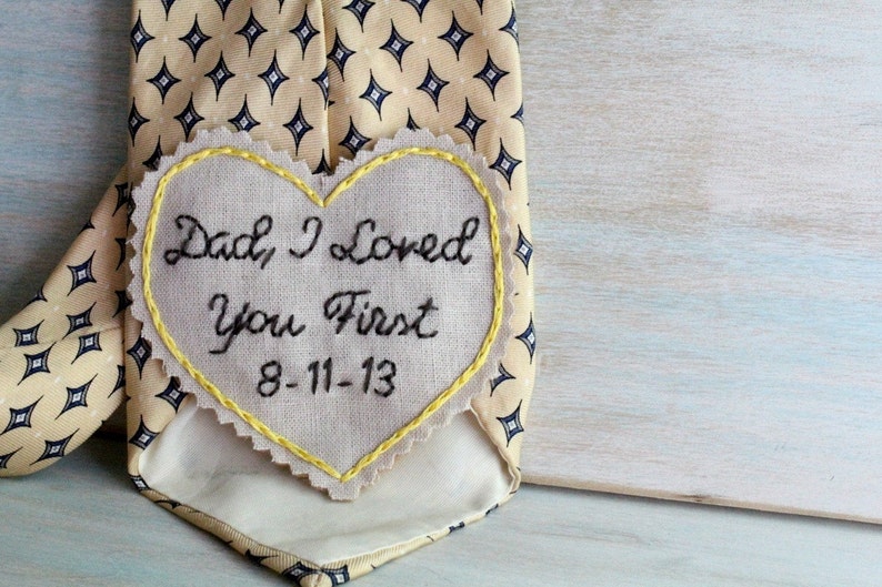 Father of the Bride. Father of the Bride gift. Gift for Dad. Tie Patch. Mens tie. Embroidery. Groom Gift. Hand Stitched Wedding Tie Patch. image 2