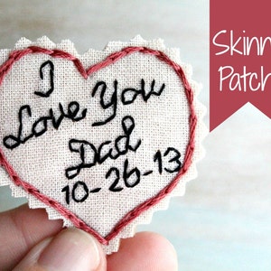 SKINNY Patch. Hand Embroidered Love Note Tie Patch. Father of the Bride. Father of the Bride Gift. Gift for Dad. Necktie. Personalize.