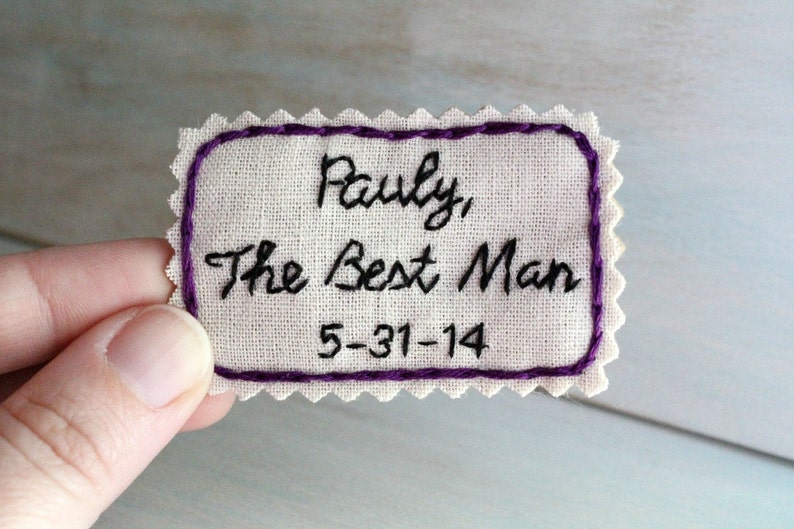 Best Man Gift. Groomsmen Gift. Hand Embroidered Tie Patch. Embroidered Note for Your Best Man and Groomsmen. Necktie. Wedding Gift. image 4