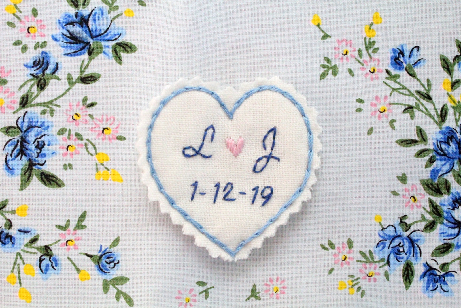 Something Blue Bride Gift: Embroidered Wedding Dress Label Patch