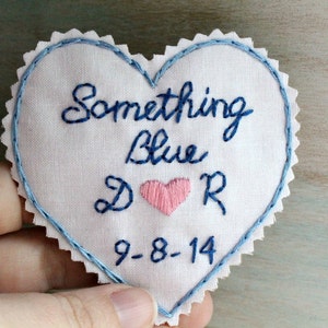 Something Blue. Personalized Wedding Dress Label. Wedding Dress Patch. Gift for Bride. Hand Embroidery. Wedding Dress. Monogram Dress Label. image 4