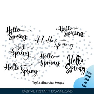 Hello Spring Bundle Digital Download | SVG Cricut, Silhouette | Svg, Pdf, Png, Eps, Ai files
