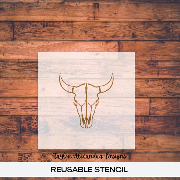 Bull Skull Stencil | Animal Cow Farm Stencil | Reusable Stencil