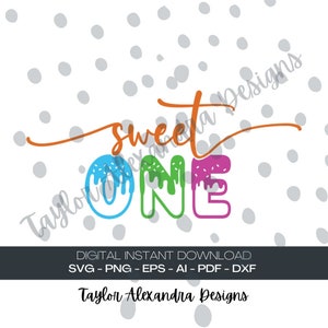 Sweet One Donuts Digital Download | Sweet One Birthday SVG Cricut, Silhouette | Svg, Pdf, Png, Eps, Ai, Dxf files