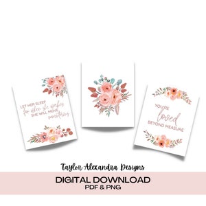 Floral Baby Girl Download | Printable | Baby Girl Decor | Floral Boho Decor | Nursery Wall Art | Digital Download | Pdf & Png file