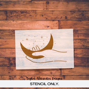 Moon Hands Magical Stars Stencil | Moon, Stars, Crystal Witch Hands Stencil | Reusable Stencil
