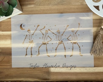 Skeleton Dancing Stencil | Halloween Spooky Bone Stencil | Reusable Stencil