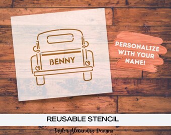 Truck Personalized Stencil | First or Last Name Initial Stencil | Truck Fall Autumn Pumpkin Reusable Stencil