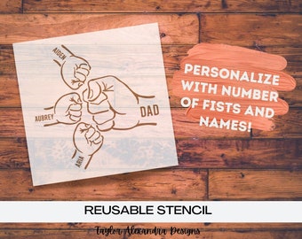 Personalized Fist Bump Stencil | Custom Father's Day Stencil | Reusable Stencil