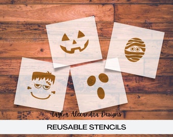 Halloween Faces Stencil | Halloween Spooky Stencil | Reusable Stencil