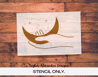 Moon Hands Magical Stars Stencil | Moon, Stars, Crystal Witch Hands Stencil | Reusable Stencil