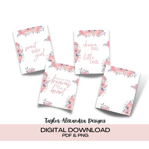 Floral Sweet Baby Girl Download | Printable | Baby Girl Decor | Floral Decor | Nursery Wall Art | Digital Download | Pdf & Png files