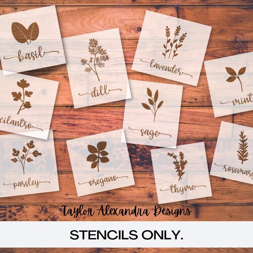 Herbs Plant Stencils Basil Cilantro Parsley Oregano Mint - Etsy