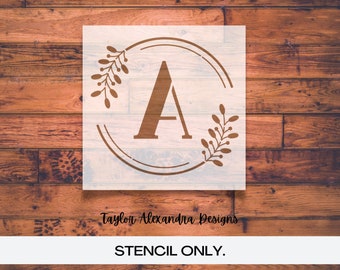 Letter Wreath Personalized Stencil | Wedding Last Name Initial Stencil | Reusable Stencil