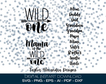 Wild One Family Bundle Descarga digital / Arrow Wild One Birthday SVG Cricut, Silhouette / Svg, Pdf, Png, Eps, Ai, Dxf files