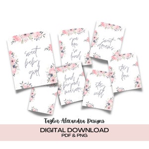 Floral Sweet Baby Girl Download | Printable | Baby Girl Decor | Floral Decor | Nursery Wall Art | Digital Download | Pdf & Png files