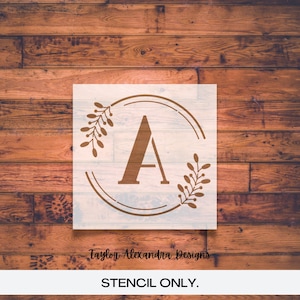 Letter Wreath Personalized Stencil | Wedding Last Name Initial Stencil | Reusable Stencil