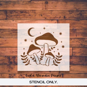 Magic Mushroom Stars Moon Stencil | Moon, Stars, Mushrooms Stencil | Reusable Stencil