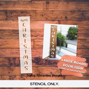 Merry Christmas Door Sign Decal or Stencil | Vinyl Decal | Reusable Stencil
