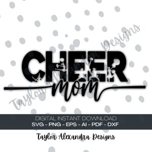 Cheer Mom descarga digital / SVG Cricut, silueta / Svg, Pdf, Png, Eps, Dxf, archivos Ai