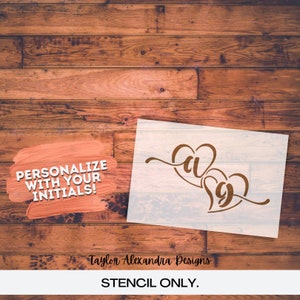Initials In Heart Personalized Stencil | Wedding Last Name Initial Stencil | Reusable Stencil