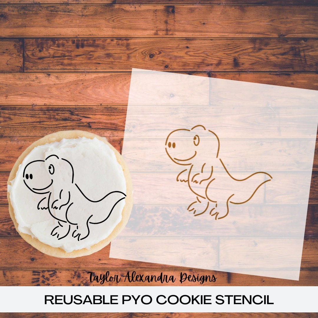Dino PYO Cookie Stencil Food Safe Stencil Stencil Genie Paint Your Own Dinosaur Trex Birthday