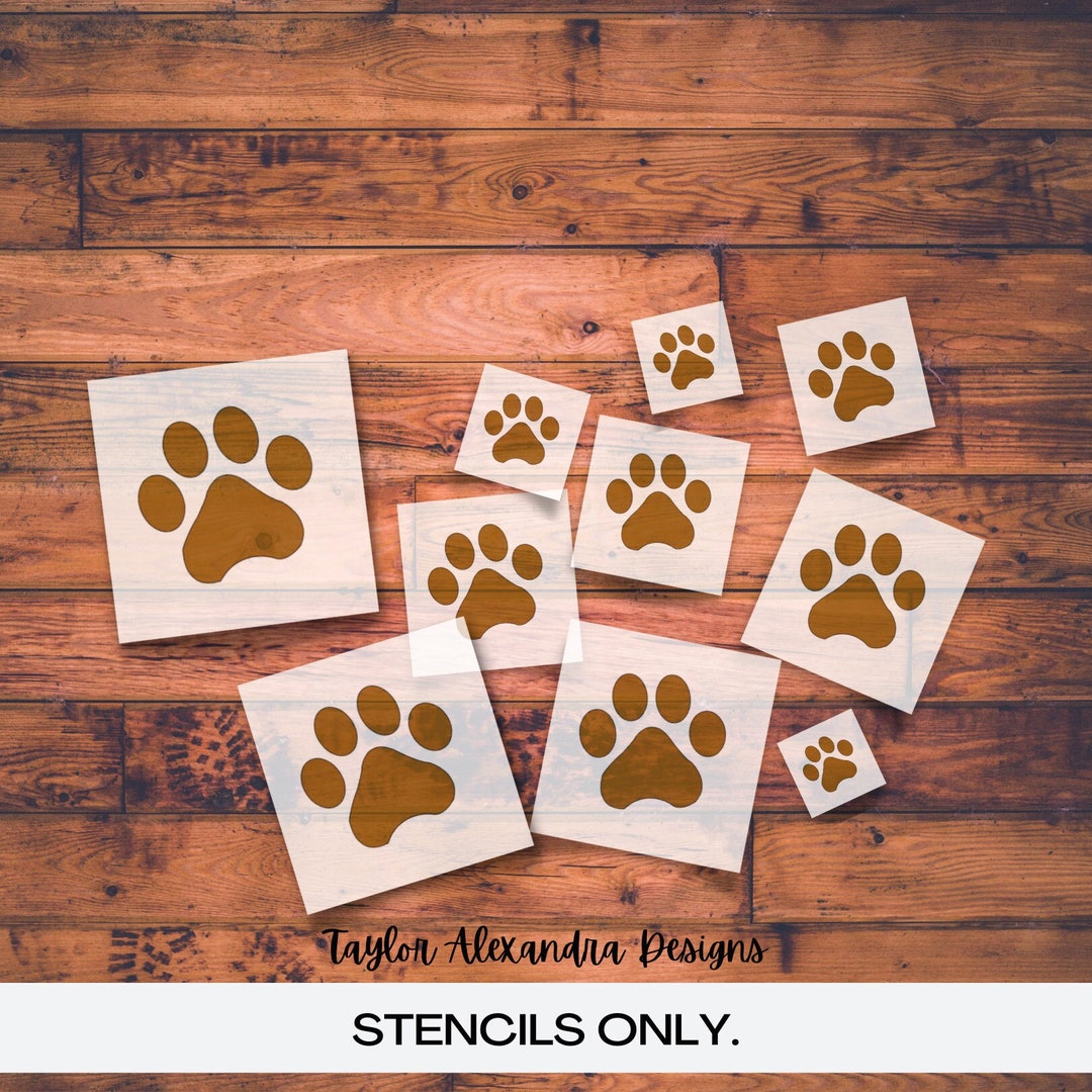 Paw Print Bundle Pack of Ten Stencils | Dog or Cat Paw Print Stencil ...