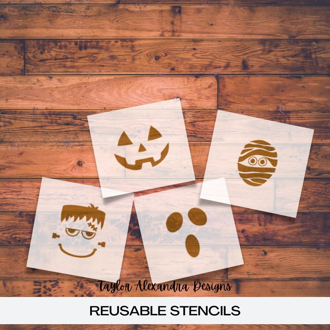 Halloween Faces Stencil | Halloween Spooky Stencil | Reusable Stencil ...