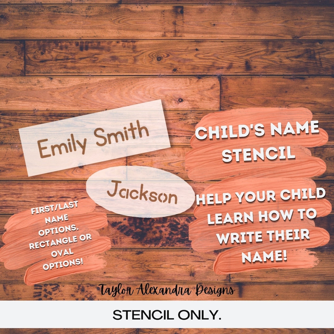 Child's Name Stencil School Name Stencil Name Practice Personalized