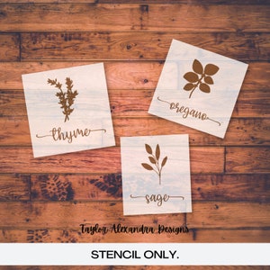 Herbs Plant Stencils | Basil Cilantro Parsley Oregano Mint Dill ...