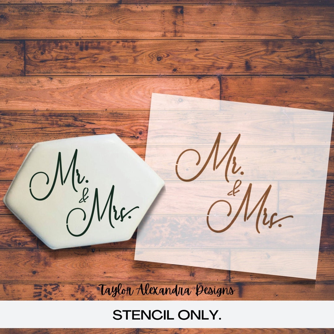 Mr. & Mrs. Cookie Stencil Party Wedding Favor Food Safe Stencil Stencil Genie Reusable Stencil