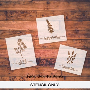 Herbs Plant Stencils | Basil Cilantro Parsley Oregano Mint Dill ...