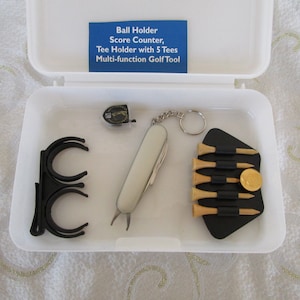 MULTI - FUNCTION  GOLF Tool kit,ball holder, score counter, tee holder with 5 tees , multi - function golf tool