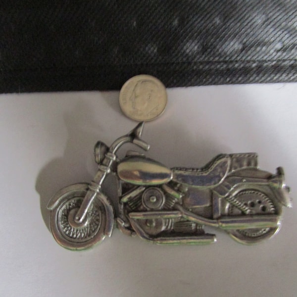PEWTER MOTORCYCLE PIN, made by Spoontiques  , it is 2 7/8 " long X 1  1 /2 " high