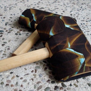 Cobre Clemes, Fricke, Strauch Cartões de mão de algodão de meio tamanho, chocolate escuro, marrom claro, azul regado, almofadas de lírio, fibra giratória
