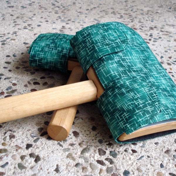 Covers for Strauch, Fricke Student Size Wool Hand Carders Green Crisscross on Green Fiber Spinning