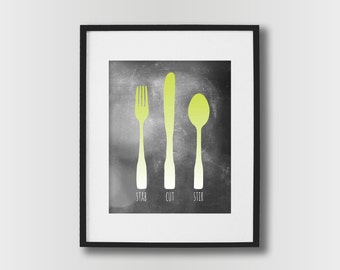 Dining Room Prints Wall Art EAT & DRINK Fork Knife Spoon | Etsy