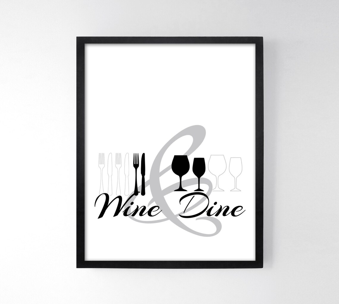 Wine & Dine Dining Room Wall Art Kitchen Prints Kitchen Etsy