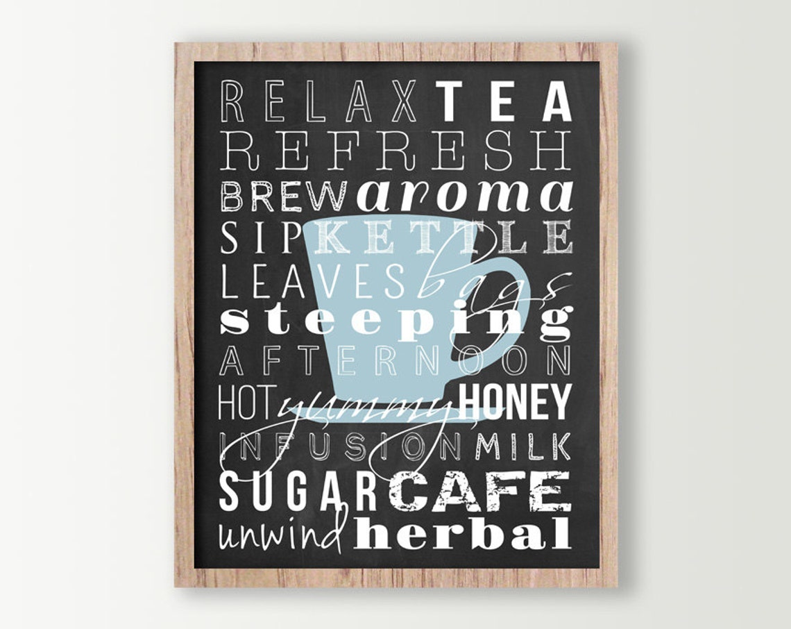 Tea Decor Kitchen Wall Decor Tea Prints Subway Art Tea - Etsy