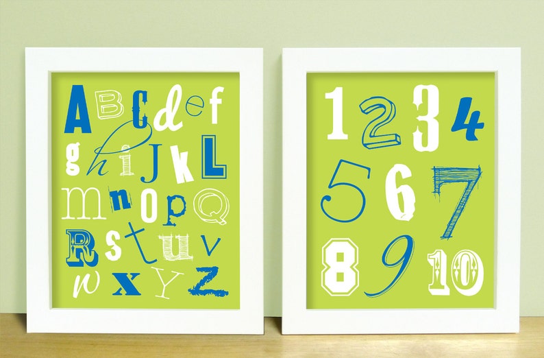 Baby Boy Nursery Wall Art ABC Alphabet & 123 Numbers Baby Etsy