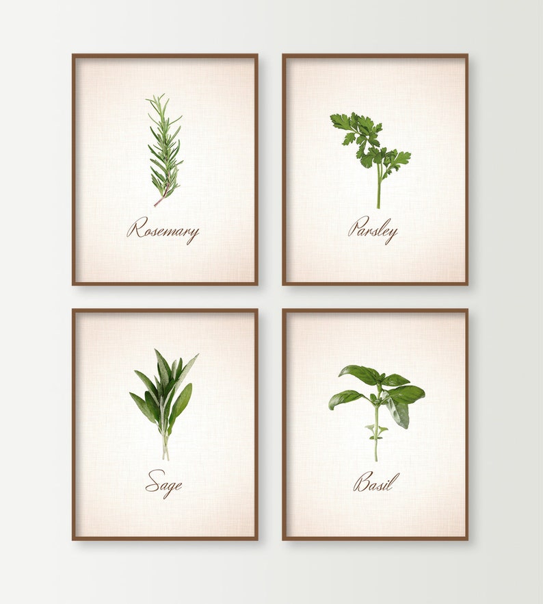 Kitchen Prints Rustic Kitchen Art Herb Prints Set of 4 Etsy