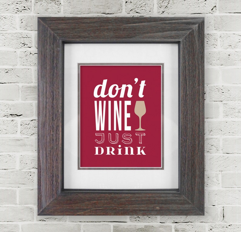 Wine Wall Decor Art Print Dining Room Wall Art Typography Etsy