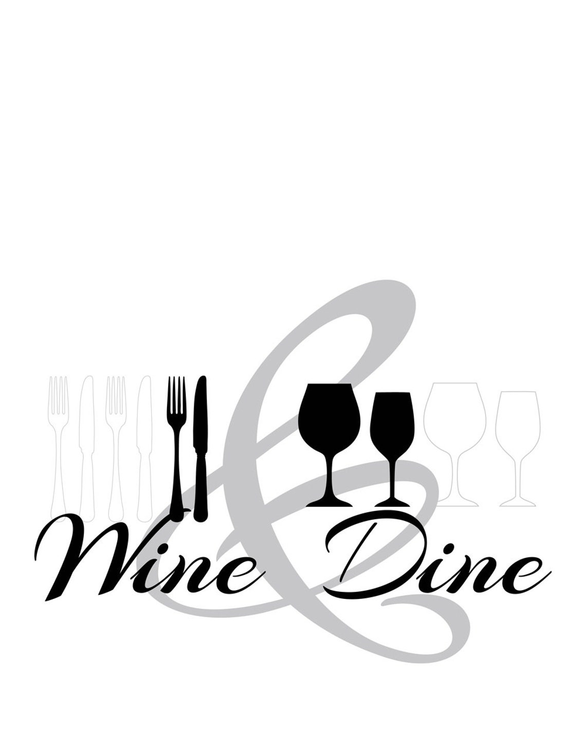 Wine & Dine Dining Room Wall Art Kitchen Prints Kitchen Etsy